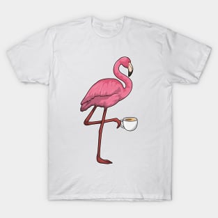 Flamingo with Cup of Coffee T-Shirt